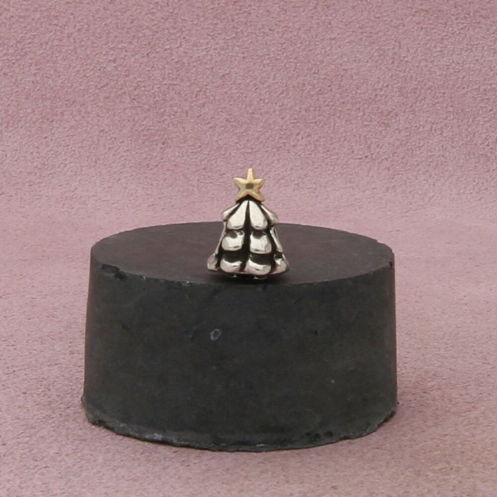 pandora sterling silver & 14k gold authentic christmas tree bead (790365) charm